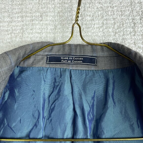 Arnold Brant Reda Super 120's Light Grey Blue Windowpane Blazer Jacket Read* - Picture 14 of 16